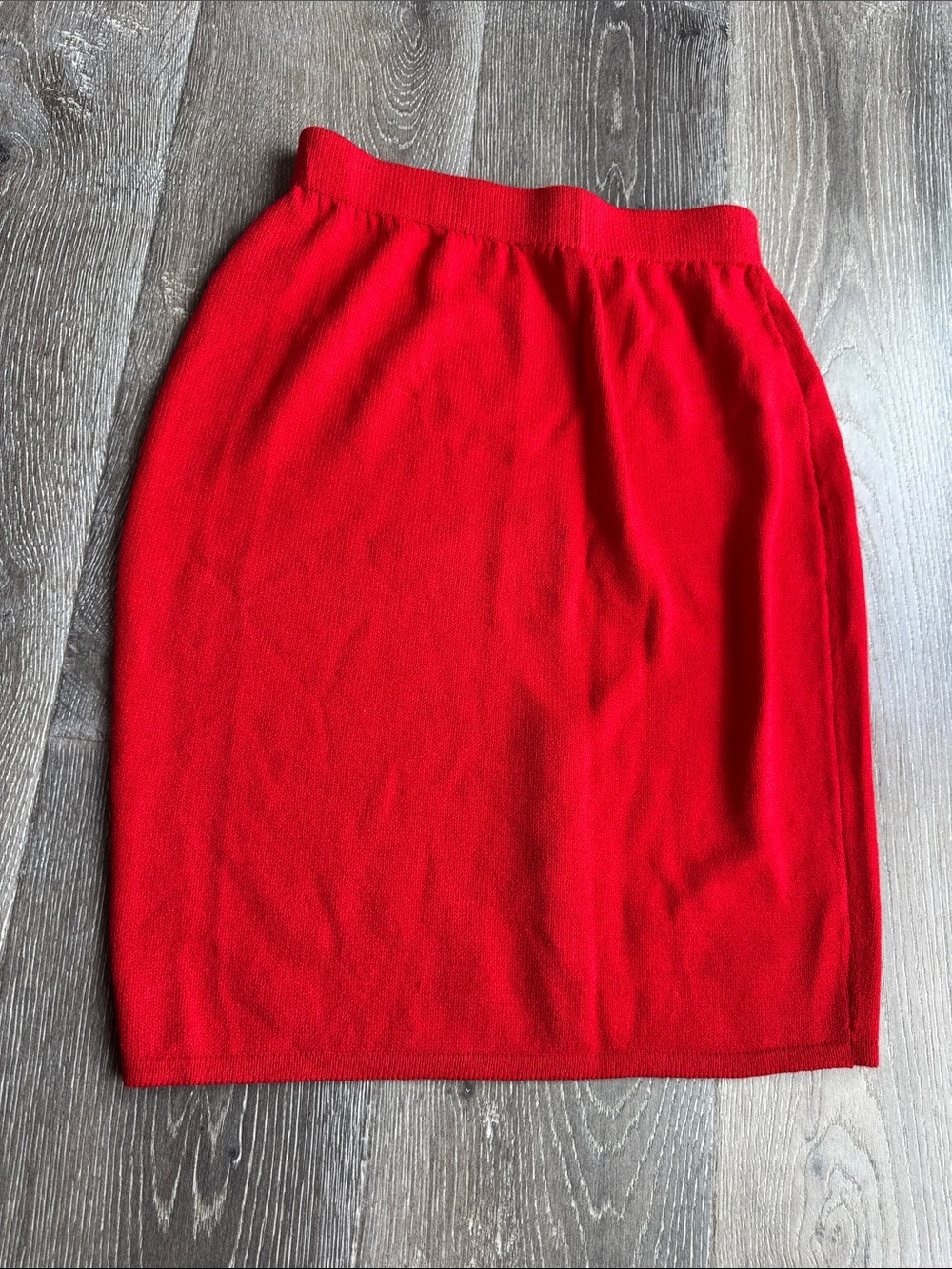 Vintage St. John Red Knit Pencil Skirt 0643